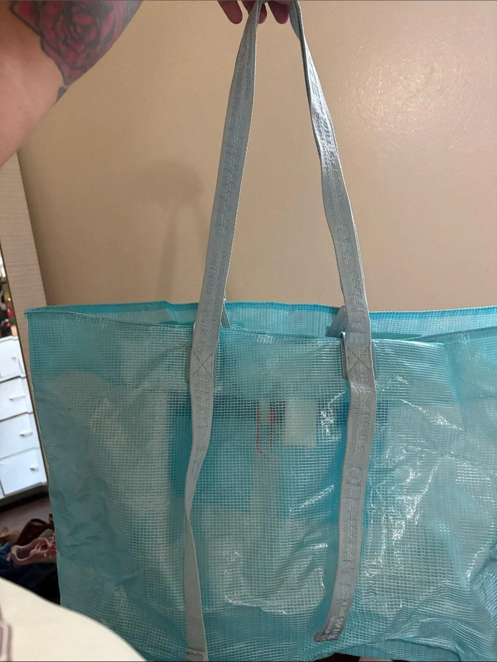 Off-White Light Blue Tote with White Arrow Motif